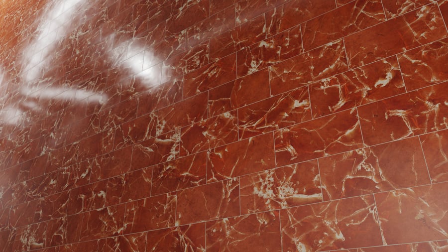 Honed Brick Bond Tiles Rojo Alicante Marble Texture, Red