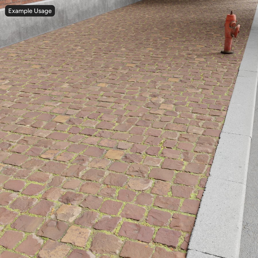 Grass on Cobblestone Paver textúra, piros