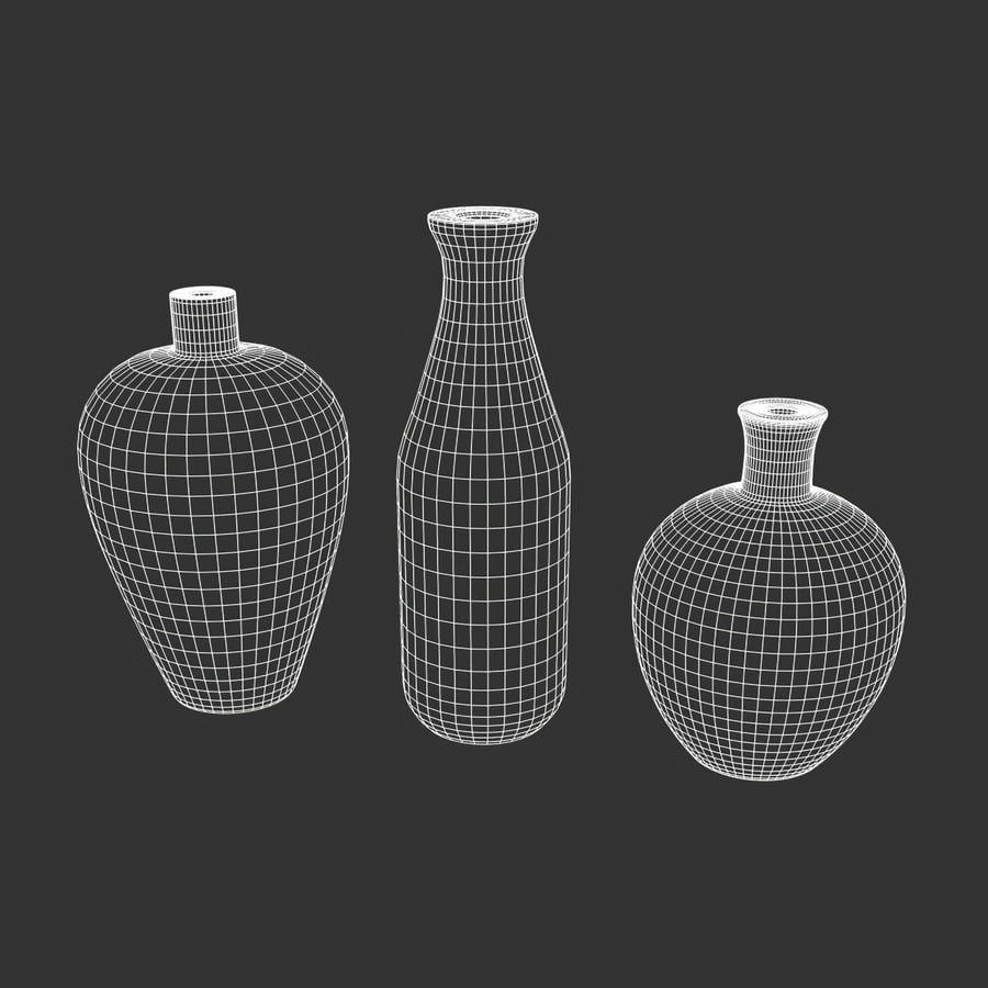 Três modelos de vasos de madeira clara