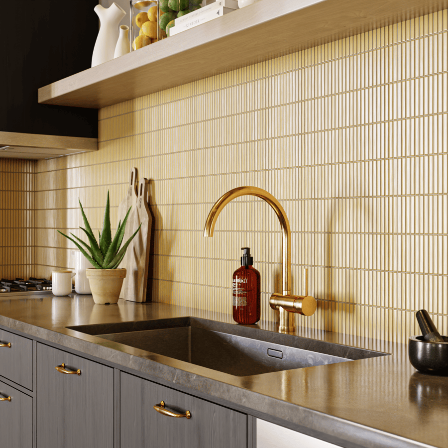 Textura de azulejo cerâmico brilhante Yubi, amarelo