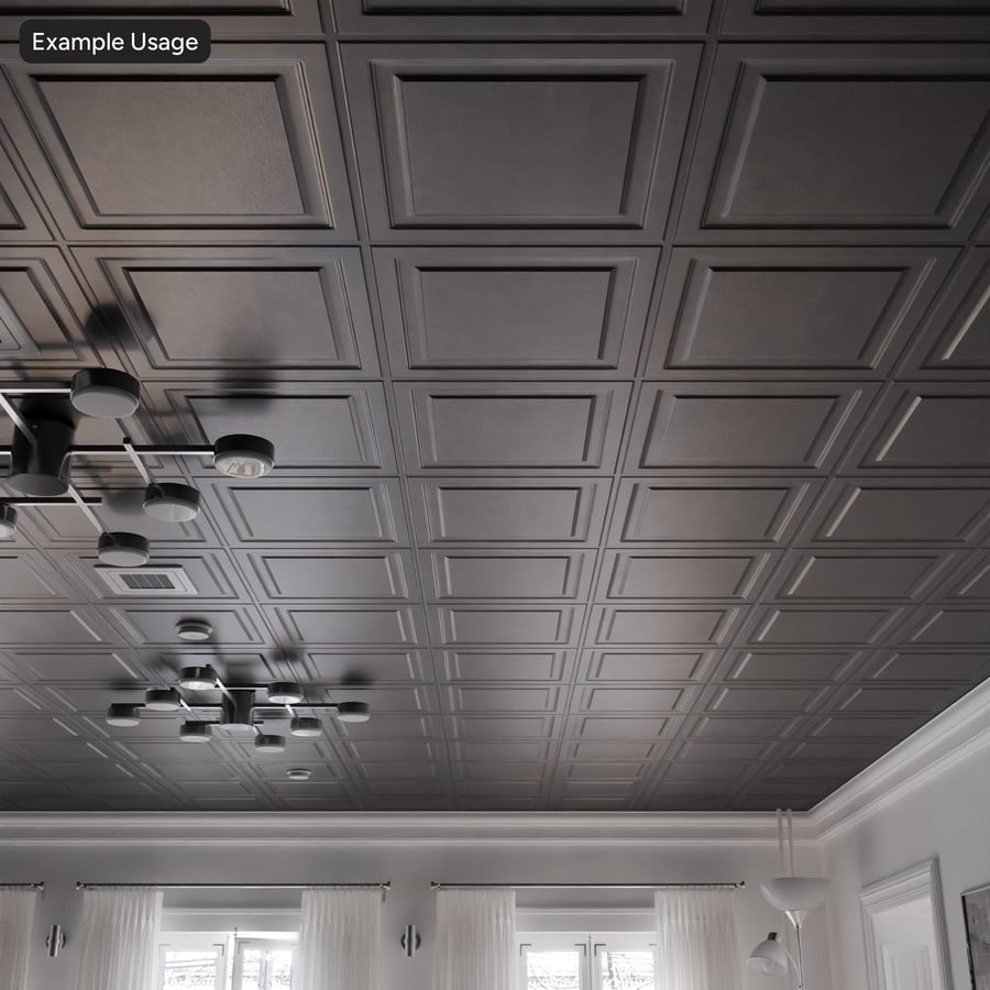 Texture de plafond en fausses dalles de vinyle métalliques gaufrées, argentées