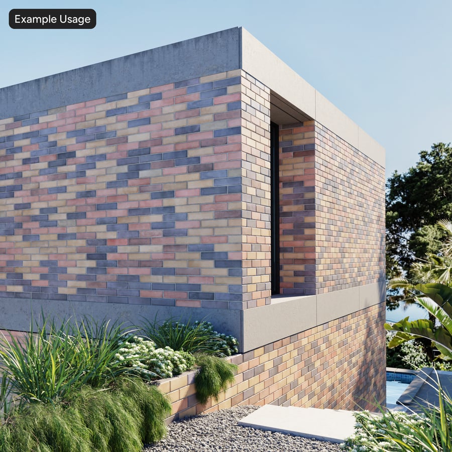 Sandfaced Running Bond Brick Wall Texture, Multicolored