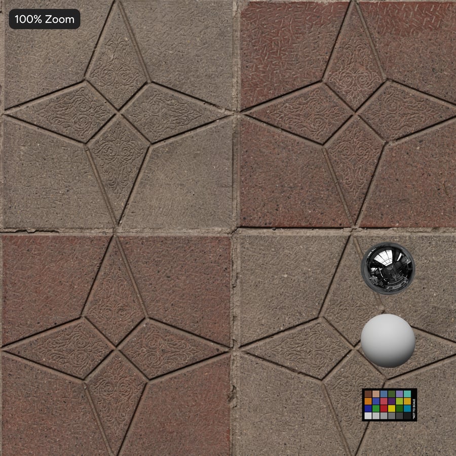 Dirty Star Pattern Concrete Paver Texture, Red Checkered