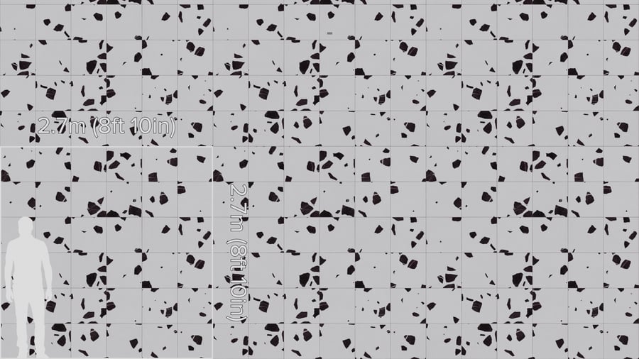 Textura de azulejo quadrado em terrazzo mate, branco dálmata