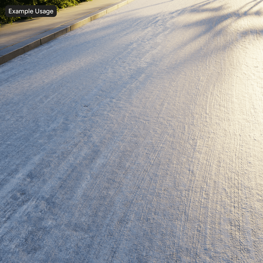 Bandensporen op ijzige asfaltwegtextuur