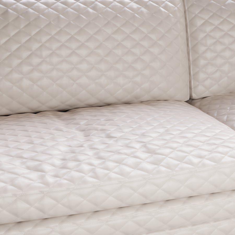 Faux Quilted Leather Fabric Texture, White