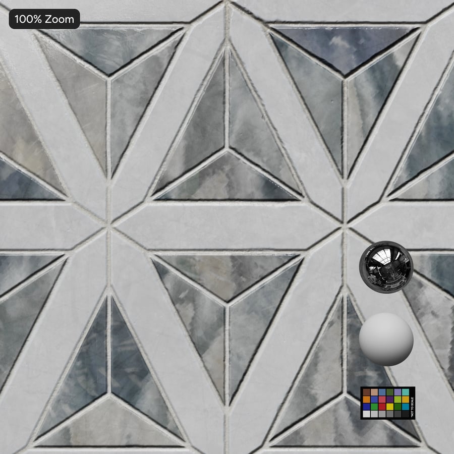 Textura de azulejo triangular brilhante em mármore, cinza glacial