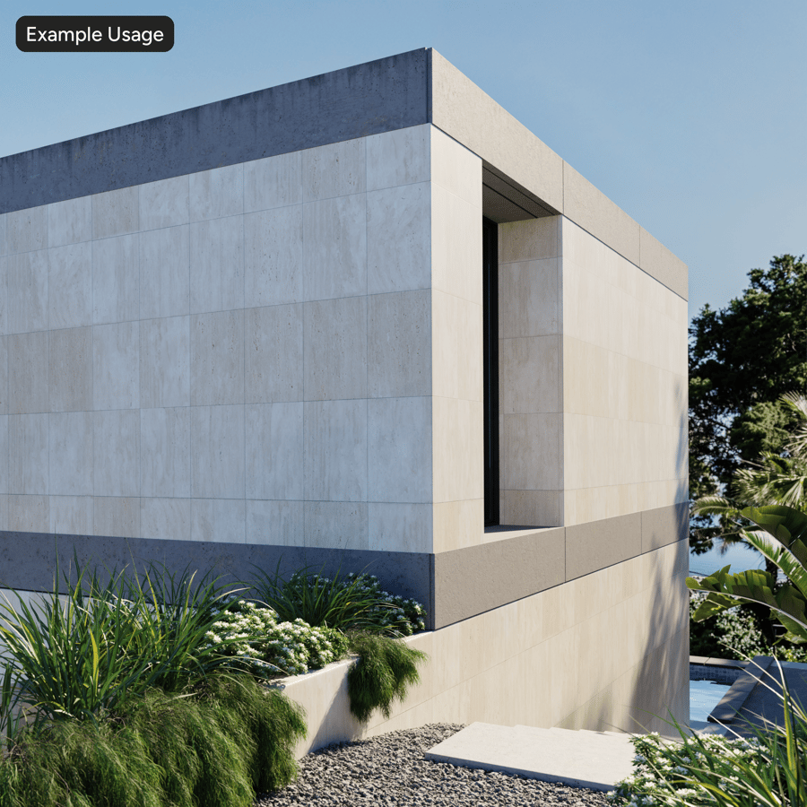 長方形のファサード トラバーチンタイルの質感