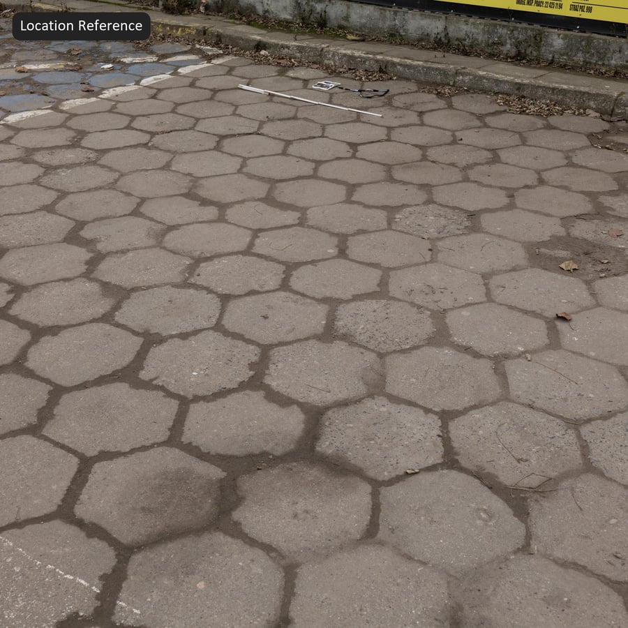 Worn Hexagonal Concrete Paver Texture, Grey
