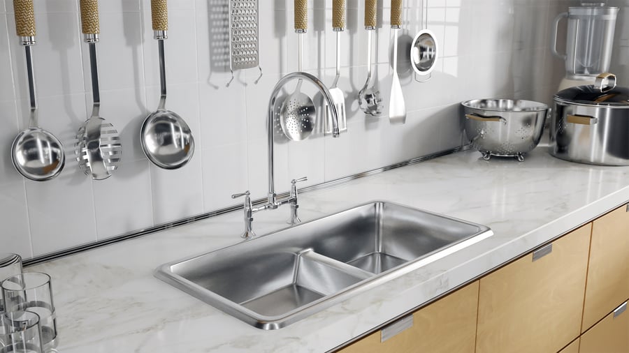 Raised Stainless Steel Double Bowl Kitchen Sink Model