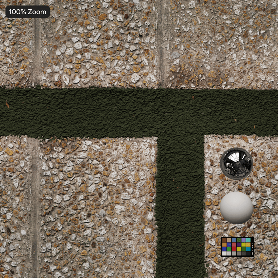 Pebbledash Stone and Grass Sidewalk Texture