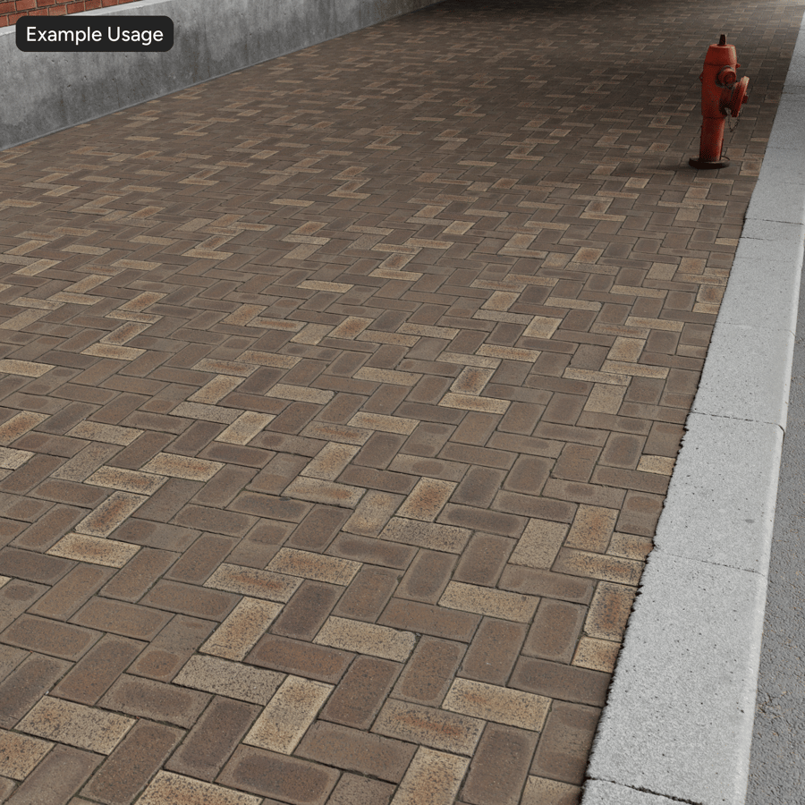 Weathered Herringbone Brick Paver Texture, Brown