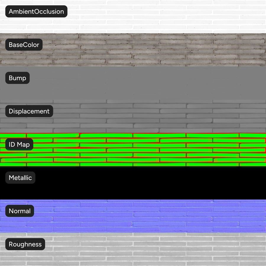 Smooth Thin Running Bond Brick Wall Texture, White