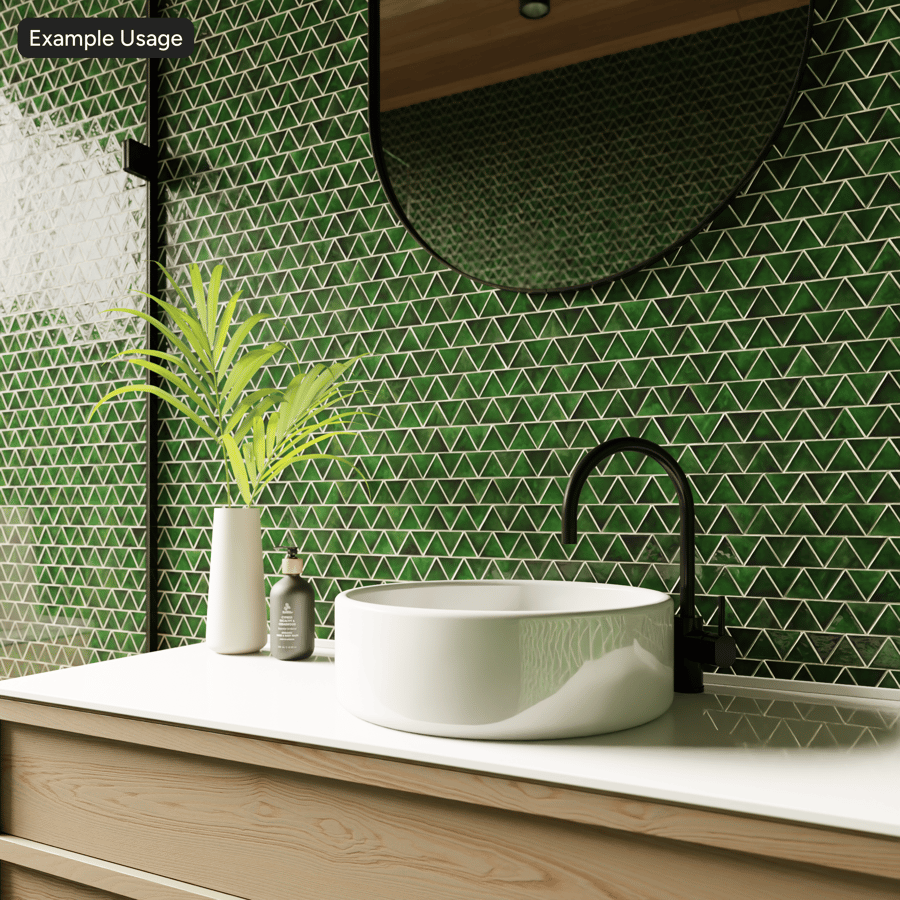 Carreau triangulaire en céramique à texture brillante, Evergreen