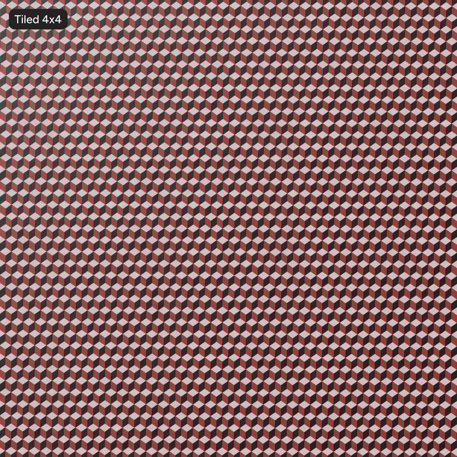 Tapete de lã com textura geométrica em cubos, vermelho