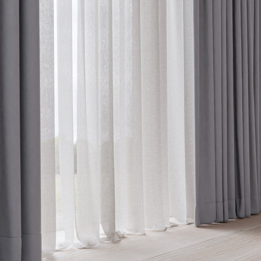 Tecido para cortinas simples e transparente, branco