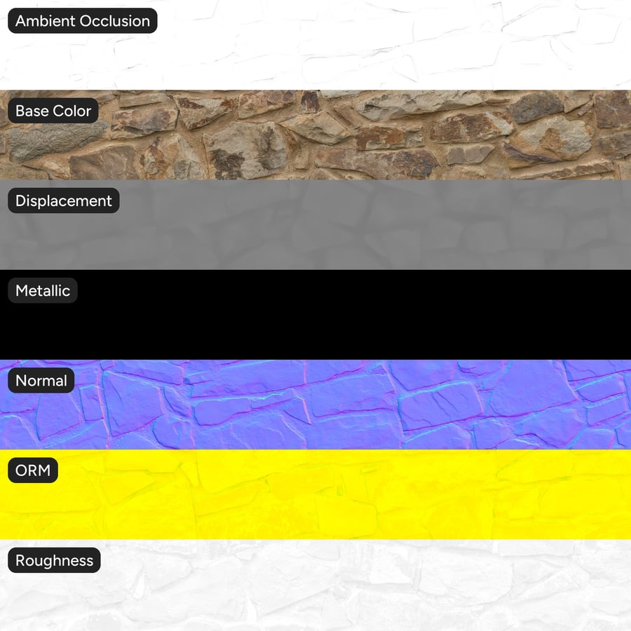 Weathered Rubble Stone Wall Texture, Yellow