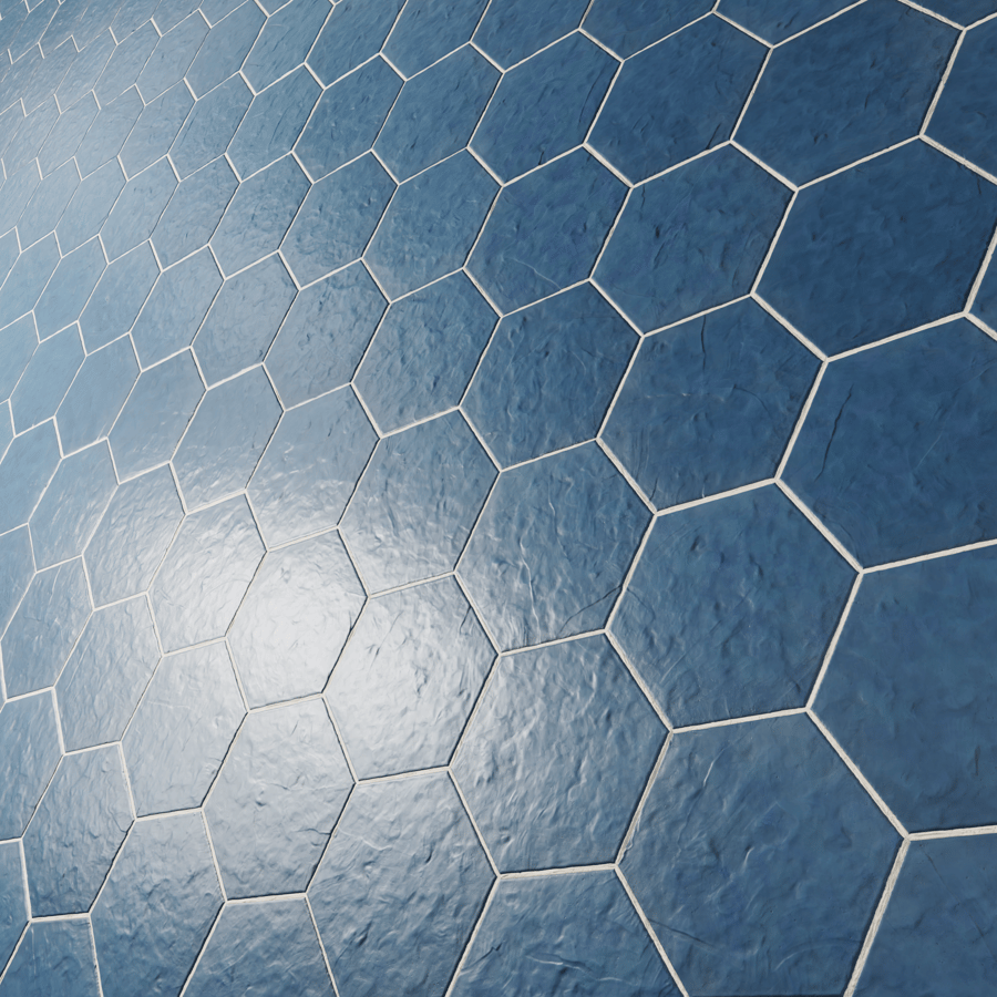 Textura de azulejo cerâmico hexagonal mate, azul escuro