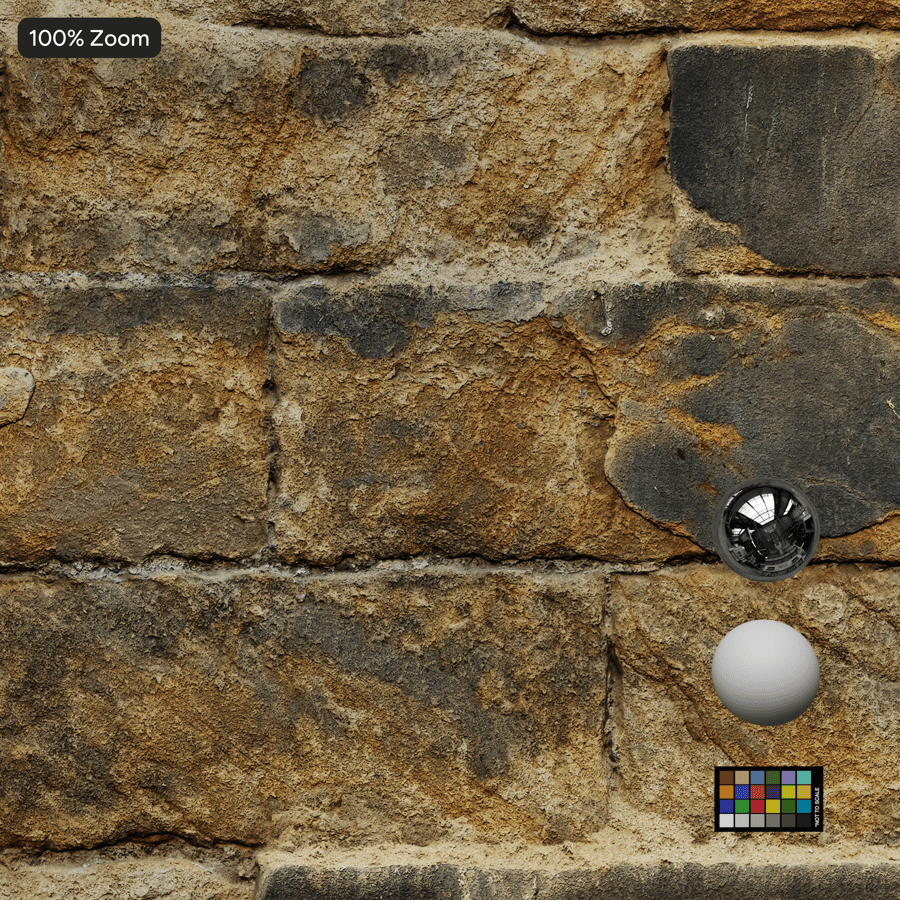 Old Spalled Stone Block Wall Texture