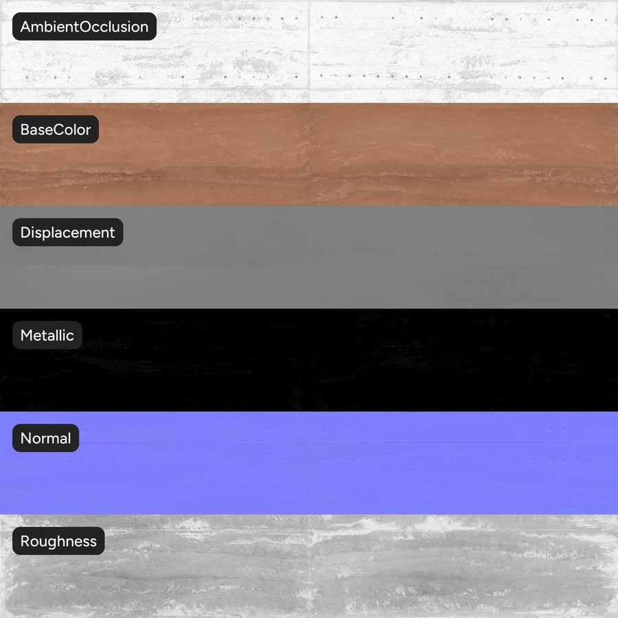 Stacked Tiehole Panel Rammed Earth Texture, Orange