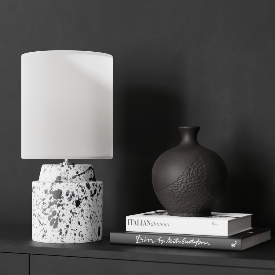 Lâmpada com abajur chique salpicado Eno Ceramic, branco