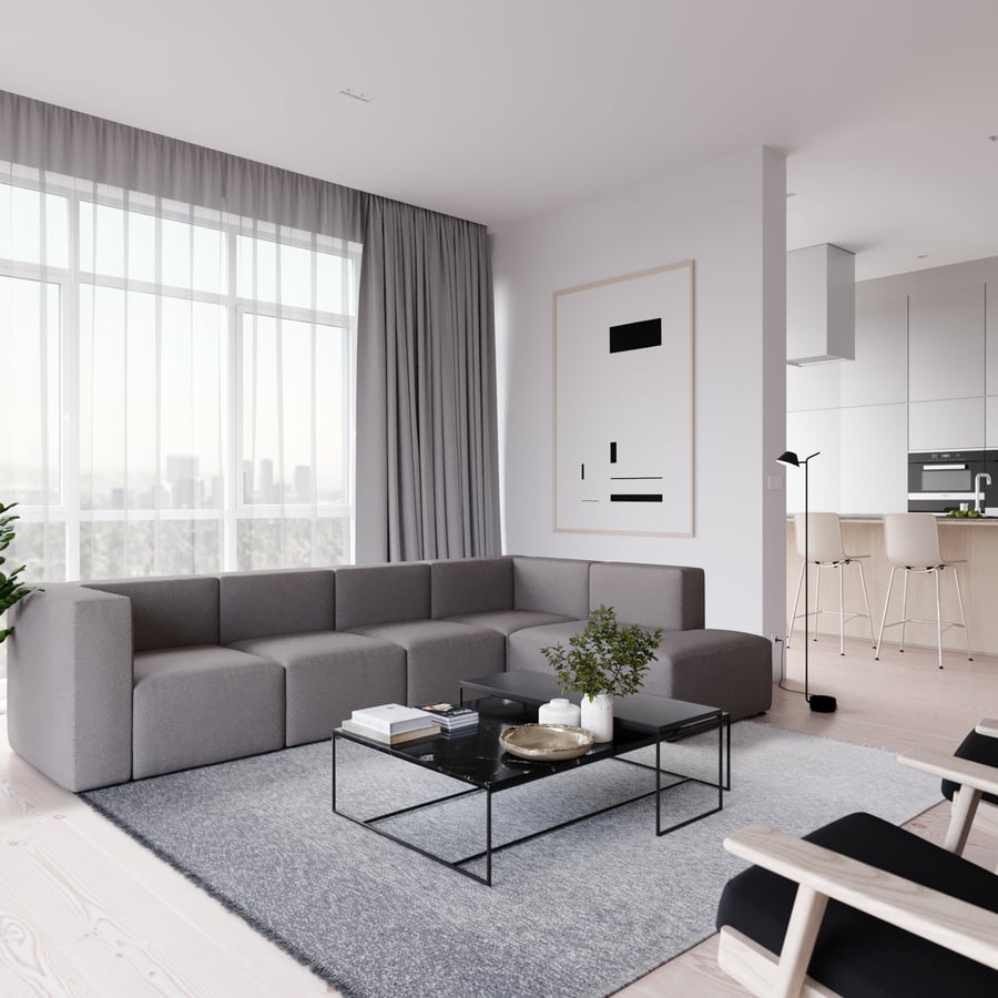 Réplica do sofá modular EC1, cinza claro