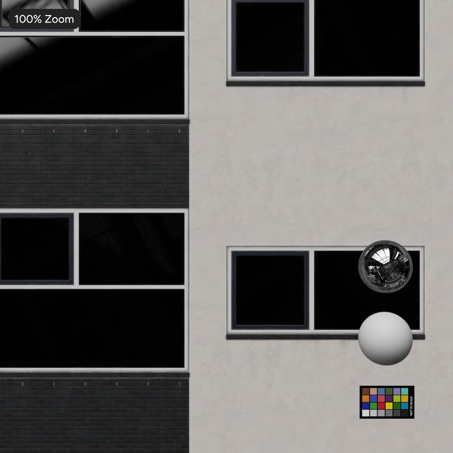 Modern Color Blocked Brick and Render Facade Texture