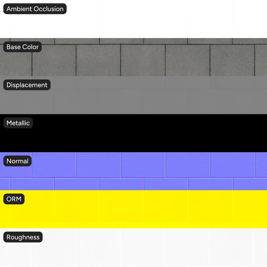 Running Bond Large Format Stone Paver Texture, Grey