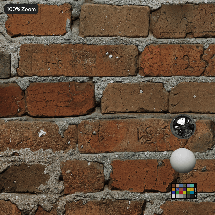 Old Mortared Running Bond Brick Wall Texture, Red