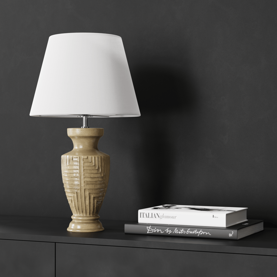 Eno Ceramic Arrius Rome Shade Lamp Model, Beige