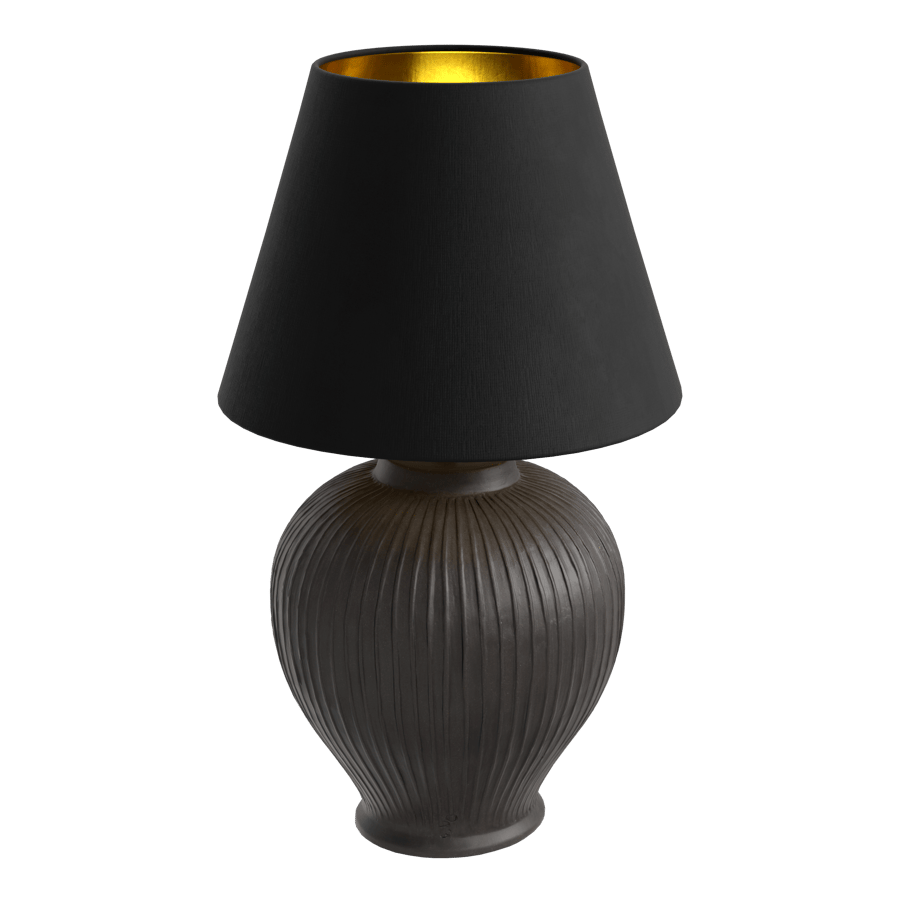 Eno Ceramic Kelantis Carved Shade Lamp Model, Black