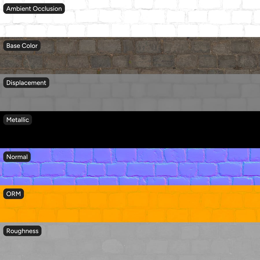 Rectangular Matte Cobblestone Floor Texture