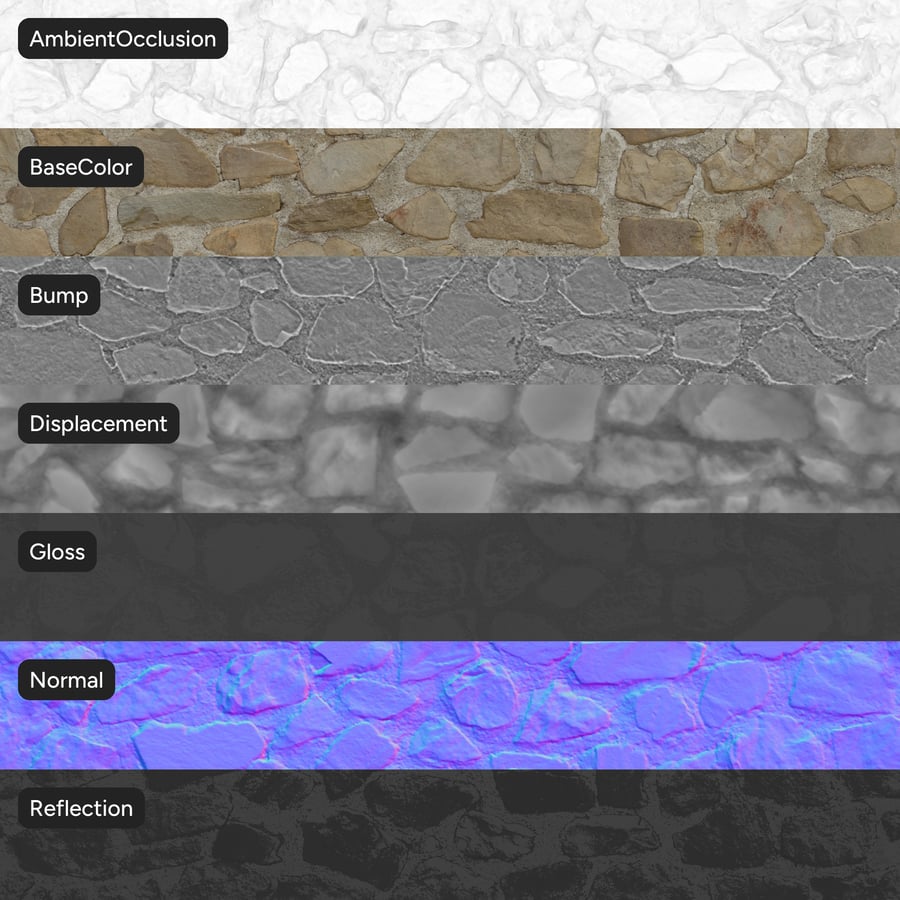 Rubble Stone Wall Texture, Sandy Beige
