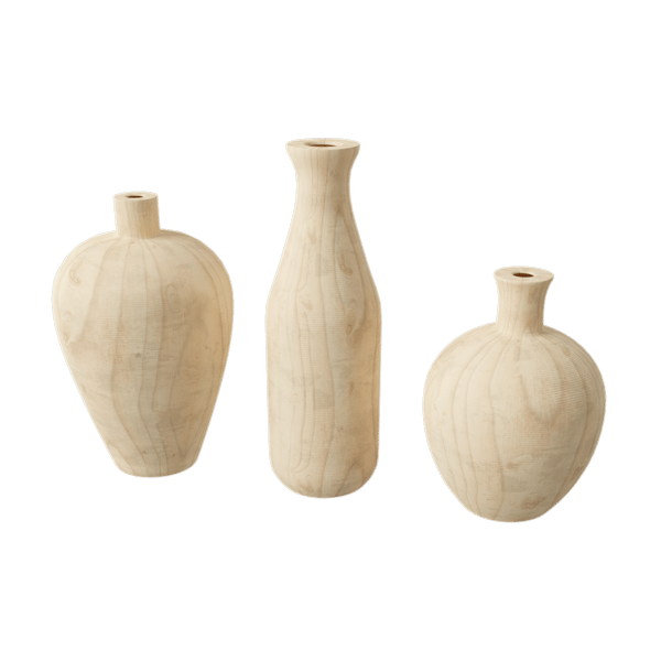 Three Light Wooden Vase Models