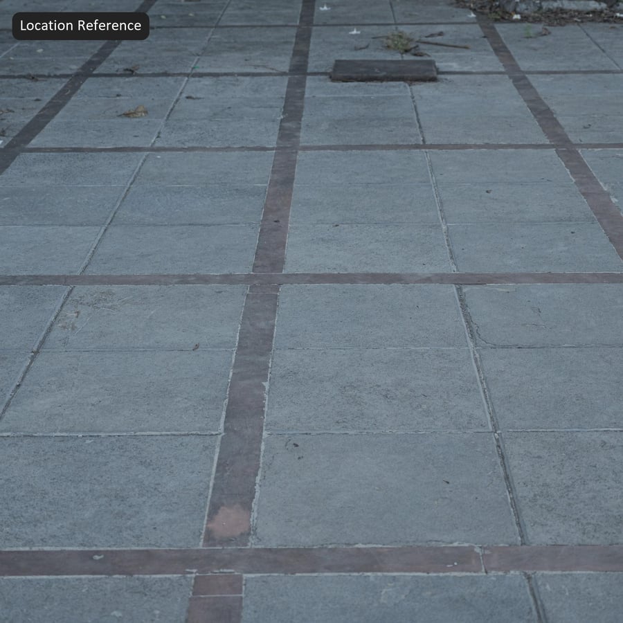 Square Stone Slab Paving Texture with Brick Grid, Grey