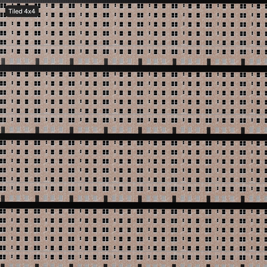 Brick Building Facade Wall Aerial Texture, Red