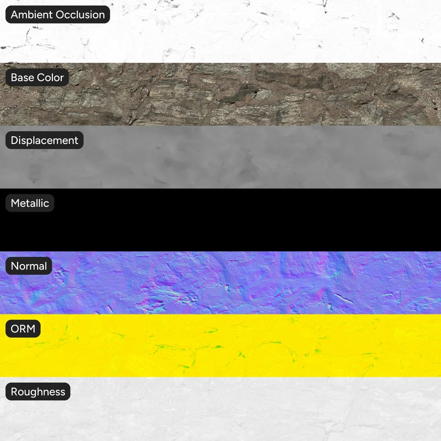 Heavy Mortared Rubble Stone Wall Texture