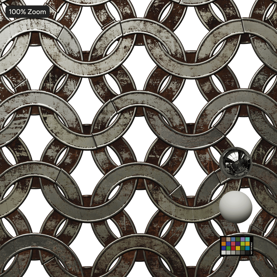Textura de metal em malha de cota de malha achatada e enferrujada