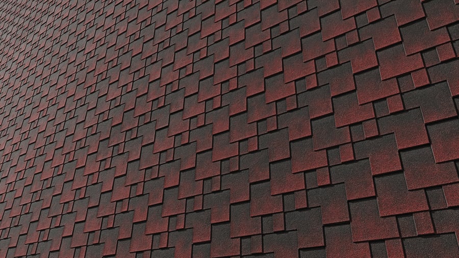 Dimensional T-Lock Roof Shingle Texture, Red