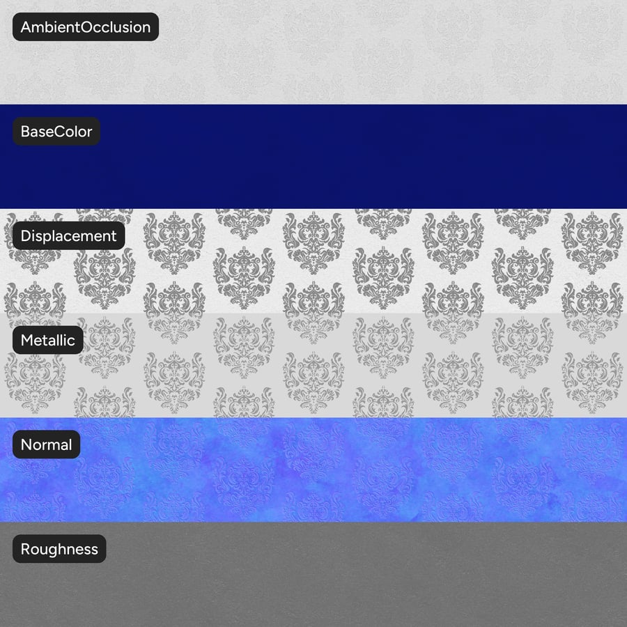 Dombornyomott kobalt damaszk bársony textúra, kék