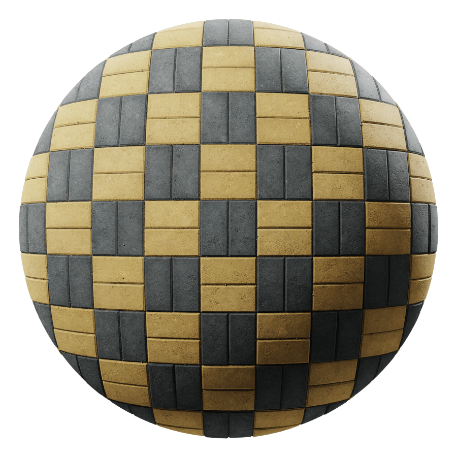 Basketweave Checkerboard Concrete Paving Texture, Yellow