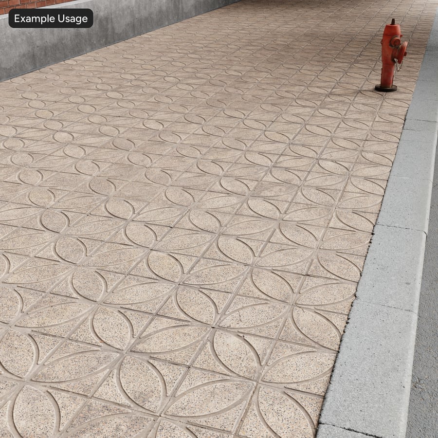Kvetinový vzor brúsený agregát betónová textúra chodníka