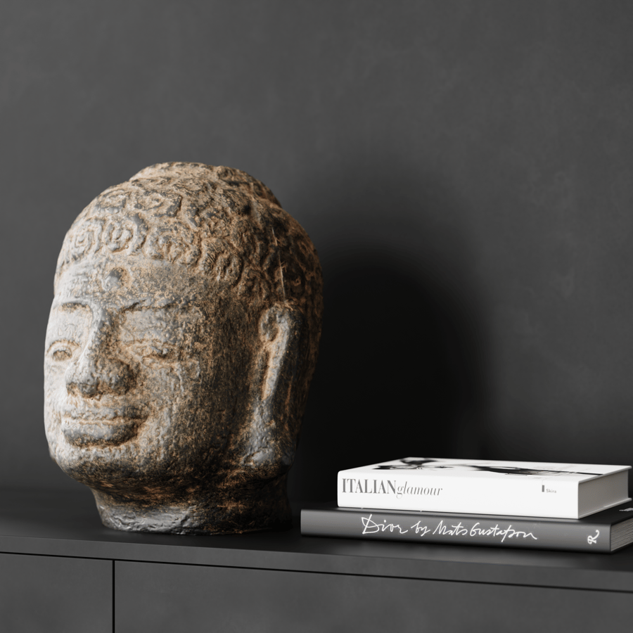Modelo de decoração com estátua da cabeça de Buda