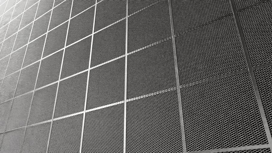 Chrome Metal Mesh Grid Acoustic Panel Texture