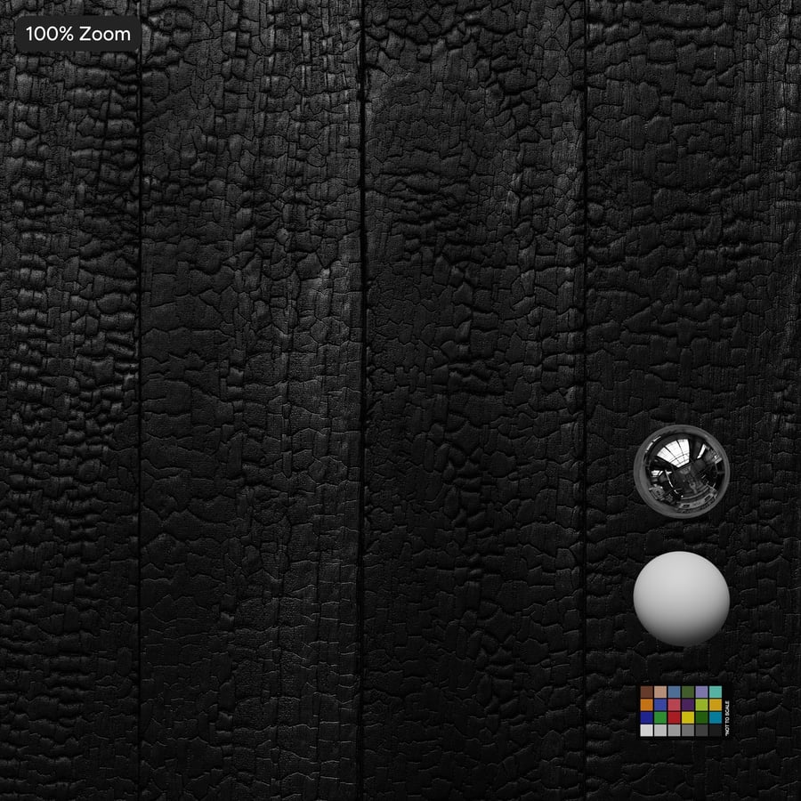 Charred Accoya Wood Board Texture, Black