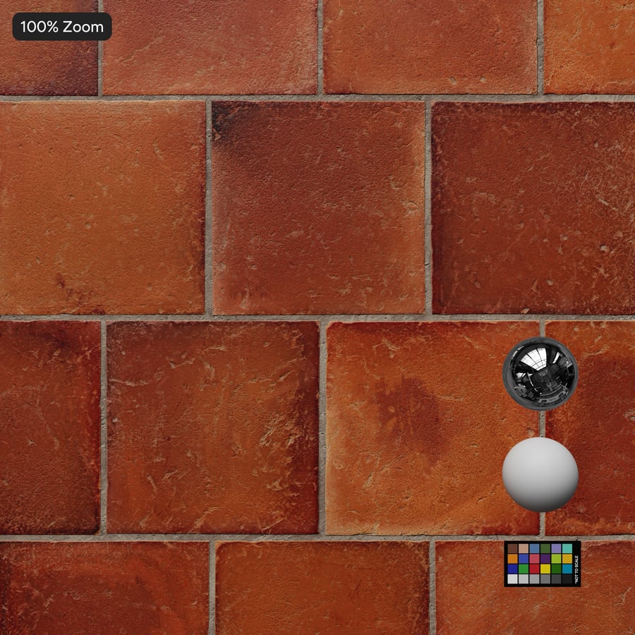 Square Offset Terracotta Raw Tile Texture, Flashed Red