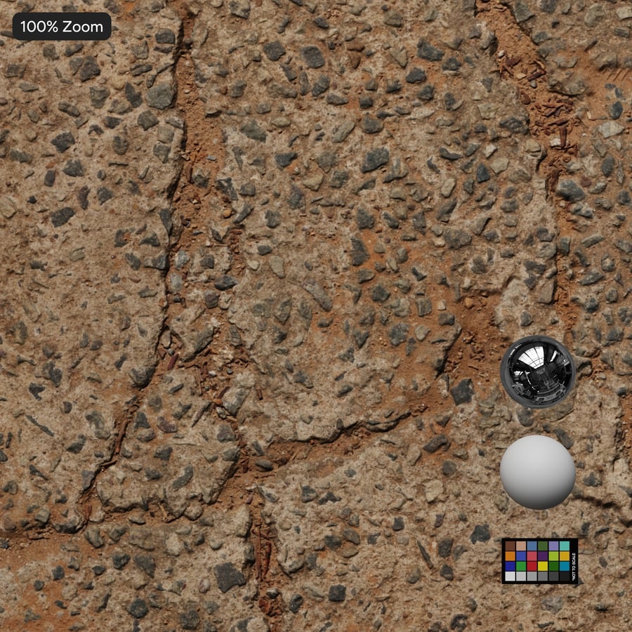 Cracked Aggregate Concrete Ground Texture, Brown