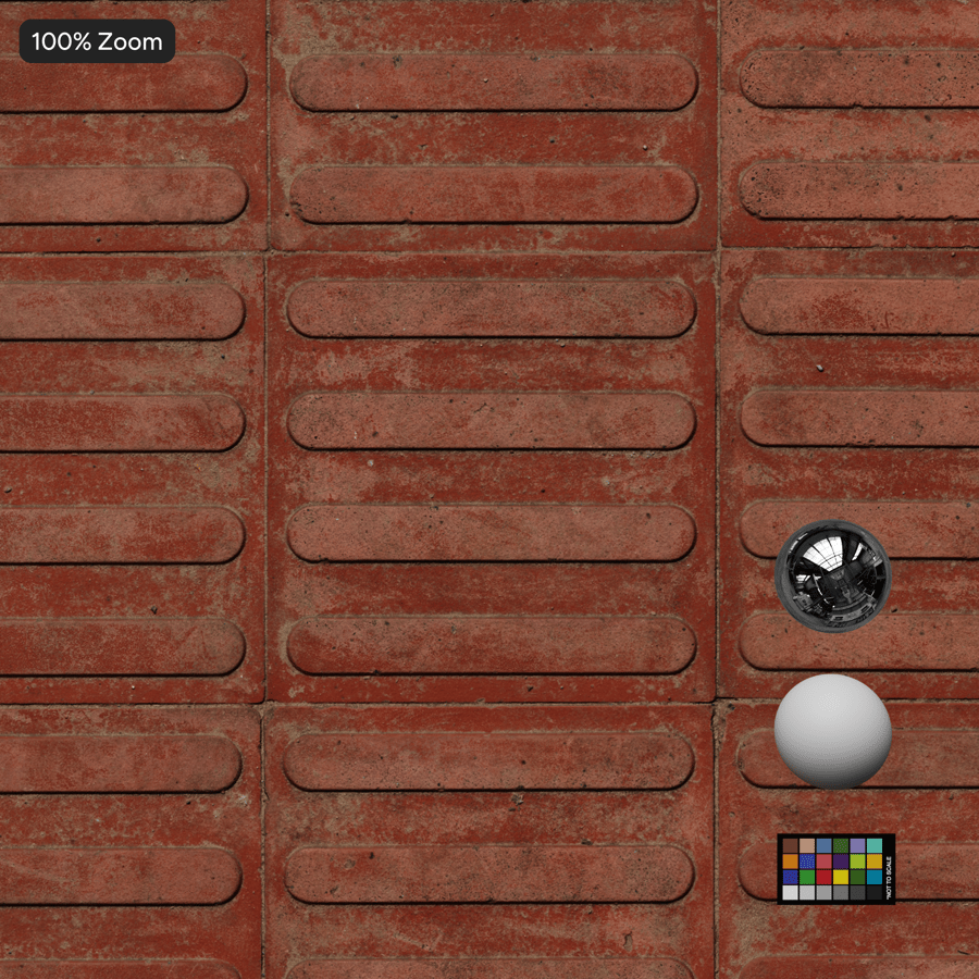 ウォーン・トレッド・コンクリート舗装材、レッド