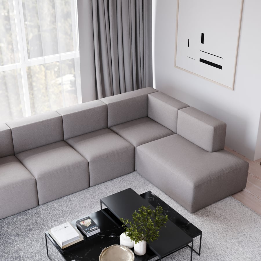 Replica EC1 Modular Sofa Model, Pale Grey