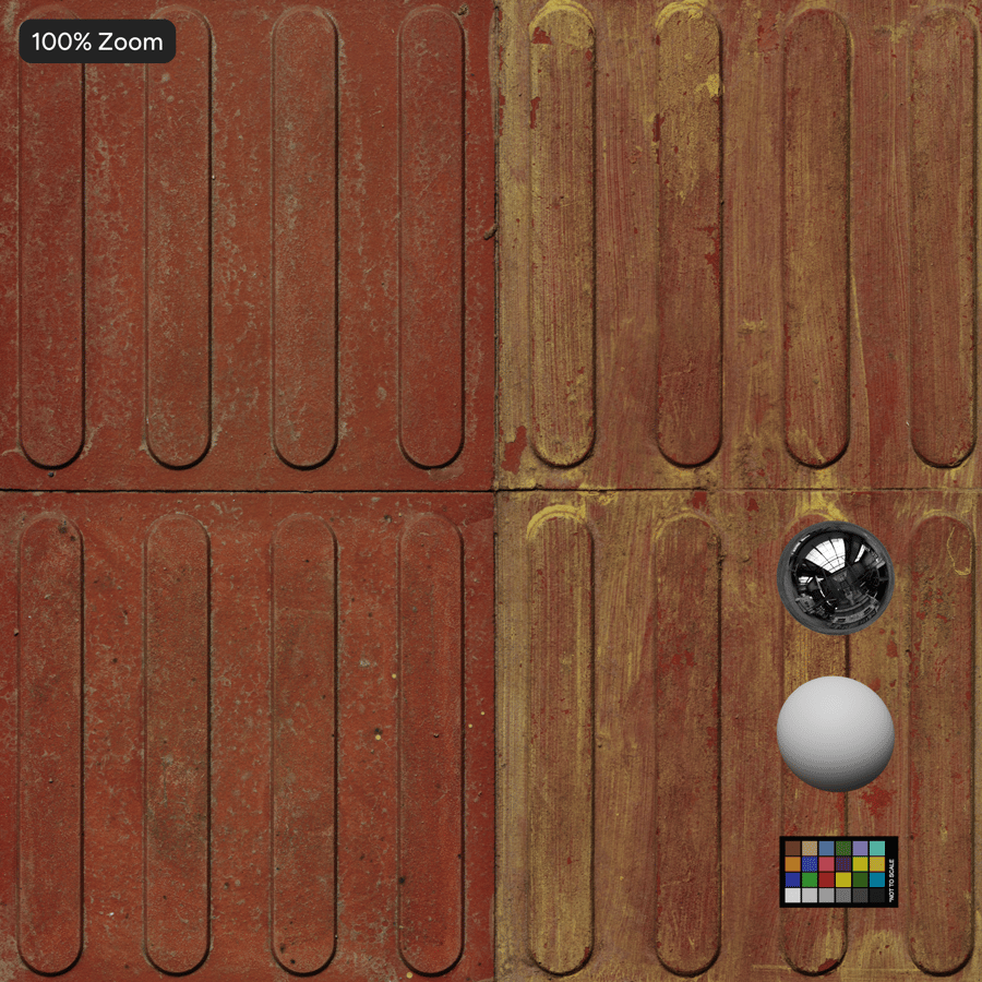 Textura de pavimentação de concreto para piso, listrada em vermelho e amarelo